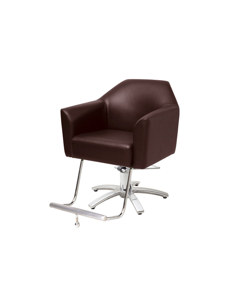 Morb - Brown hairdressing chair - Built-in footrest - Chrome cross base